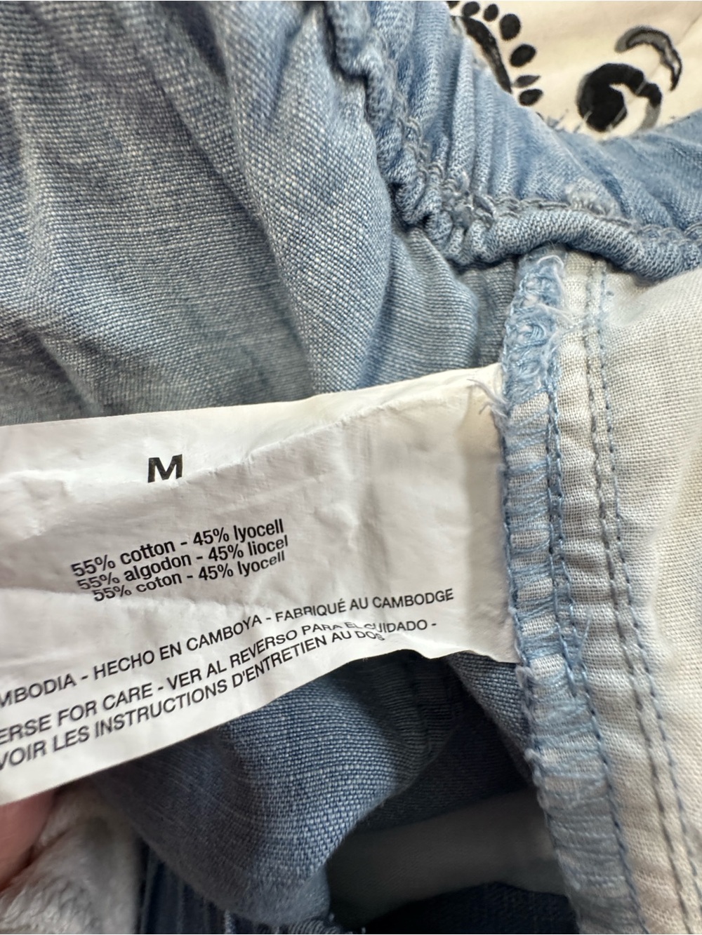 Nine West Light Blue Wide Leg Denim Pants with Cream Drawstring - Picture 6 of 6